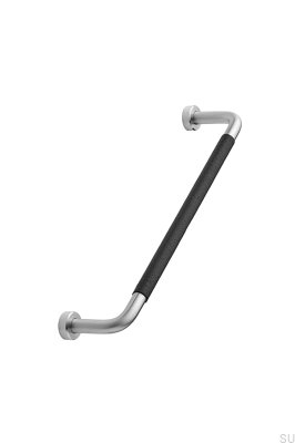 Lounge 160 Stål Satin Silver Möbelhandtag med Svart Läder