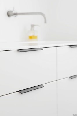 Edge Straight 100 Aluminium Antracit Borstad Möbelhandtag