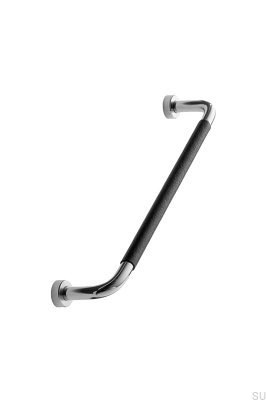 Lounge 160 Stål polerat silver möbelhandtag med svart läder