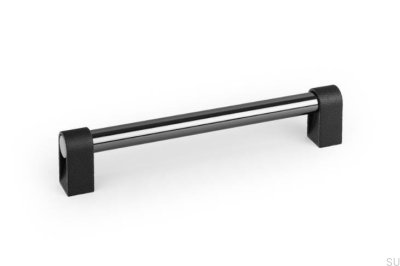 Casey 192 Avlångt möbelhandtag Aluminium Svart Titanpolerad