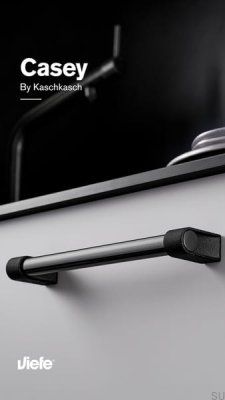 Casey 320 aluminium svart titan polerat långsträckt möbelhandtag
