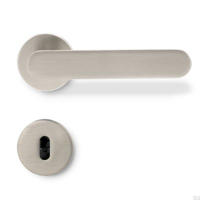Vibe slätt dörrhandtag, borstat silver, skandinavisk standard