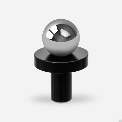 Pola möbelknopp Mässing Silver Krom med Aluminium Black Base