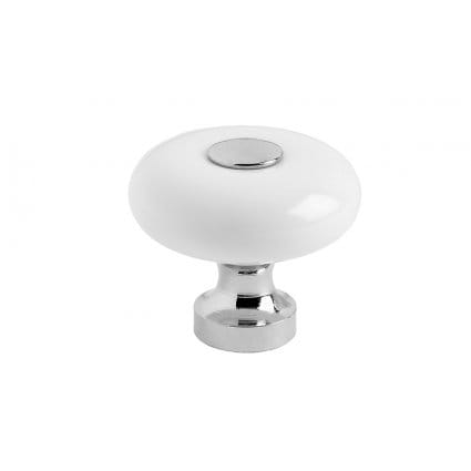 Zdjęcie produktowe gałki SP5 białej porcelanowej chromowej