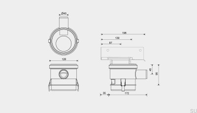 Hörnavloppsförlängning med sidoanslutning 40 mm