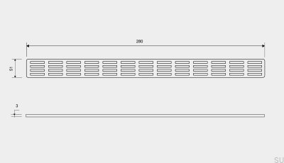 Avloppsgaller ClassicLine Stripe 280 Borstat stål