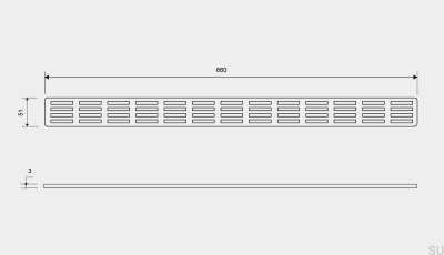 Avloppsgaller ClassicLine Stripe 660 Borstat stål