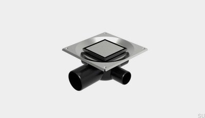HighLine Custom fyrkantig avloppsventil med horisontellt utlopp 75 mm och sidoanslutningar