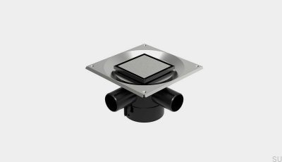 HighLine Custom fyrkantig avloppsventil med vertikalt utlopp 110 mm och sidoanslutningar