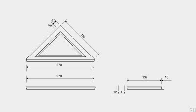 Hörnavloppspanel med 12 mm ram HighLine stålborstad