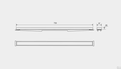 Kassettpanel för linjärt avlopp HighLine 733 25 Borstat stål