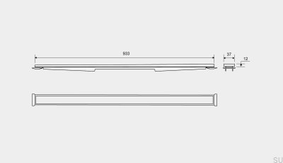 Kassettpanel för linjärt avlopp HighLine 933 12 Borstat stål