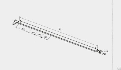 GlassLine höger övre skena borstad stål