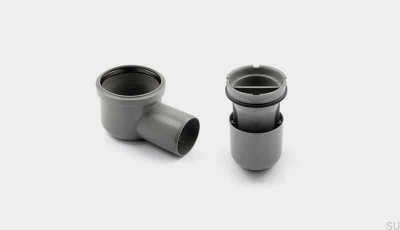 Hörnavloppsmodul med horisontellt utlopp 75 mm med avtagbar sifon