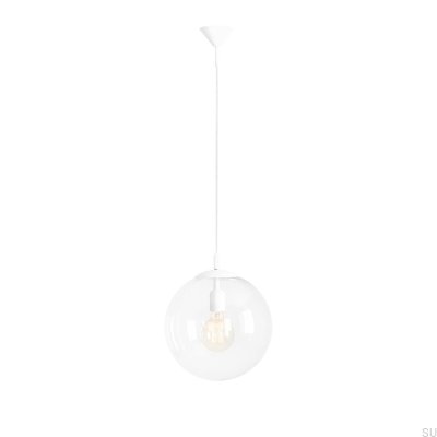 Vit hängande lampa i metall, glob