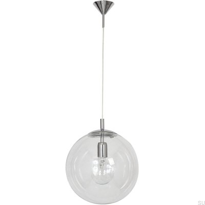 Globe Pendellampa Metall Silver Krom