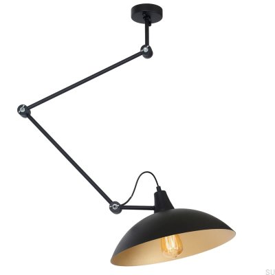 Melos taklampa i metall, svart (guldfärgad skärm i mitten)