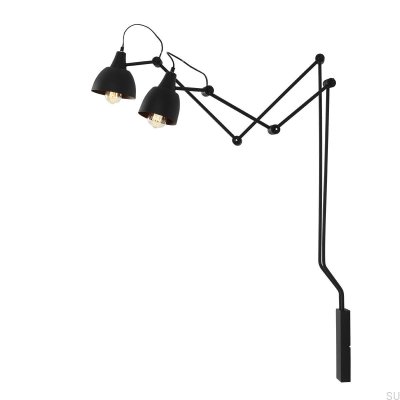 Aida 2 metall svart vägglampa