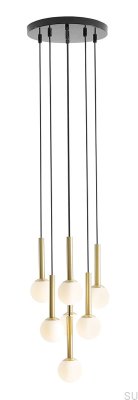 Riu 7 Ring Pendellampa Mässing med Svart