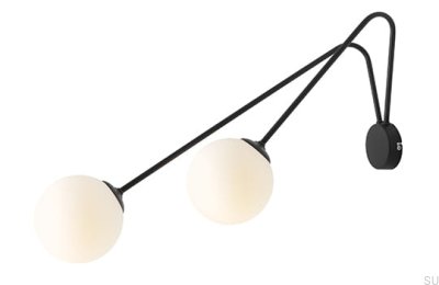 Holm 2 L metall svart vägglampa