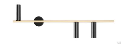 Trevo 3 vägglampa i mässing med svart (höger)