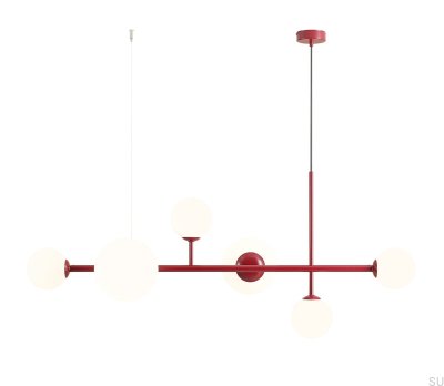 Dione 6 metall vinröd hänglampa