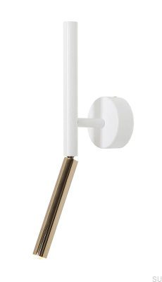 Stick vit metall guld vägglampa
