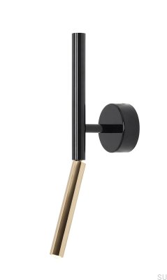 Stick svart metall guld vägglampa