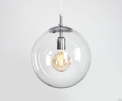 Globe Pendellampa Metall Silver Krom