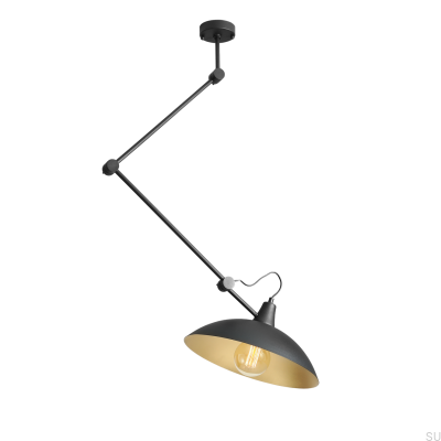 Melos taklampa i metall, svart (guldfärgad skärm i mitten)