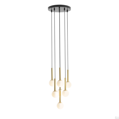 Riu 7 Ring Pendellampa Mässing med Svart