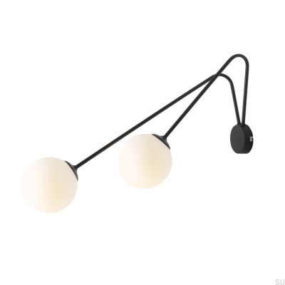 Holm 2 L metall svart vägglampa