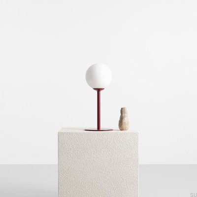 Pinne metall bordslampa i vinröd