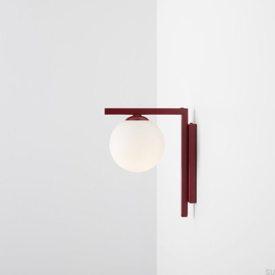 Zac metall vinröd vägglampa