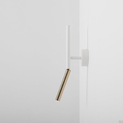 Stick vit metall guld vägglampa