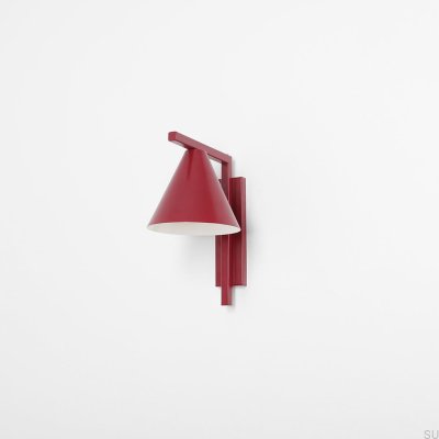 Vägglampa Form Metall Vinröd