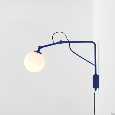 Soho Glas Liten Vägglampa i Metall i Kobolt