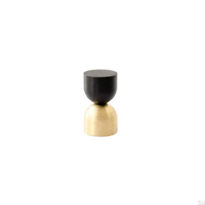 Kokeshi Mix 1832 Möbelknopp Borstad Mässing Olackerad med Svart Aluminium