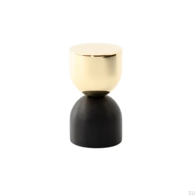 Kokeshi Mix 1832 Möbelknopp Polerad Mässing Olackerad med Svart Aluminium