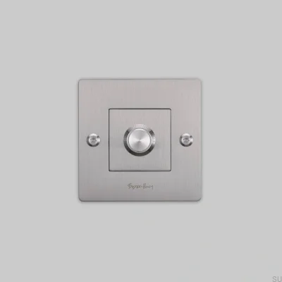 Dimmer med strömbrytare med logotyp LED Linjär 1G 250W Stål Silver Europeisk Standard