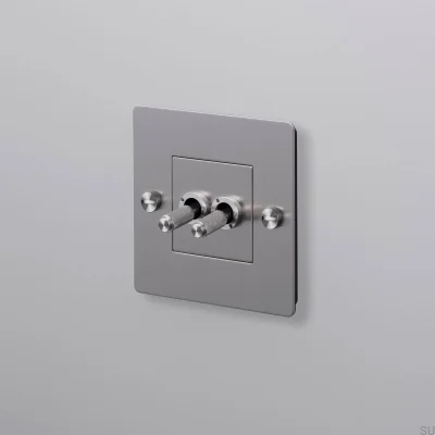 Dubbelströmbrytare utan logotyp Kors 1G Stål Silver Europeisk standard