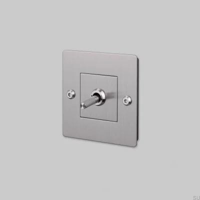 Enkelbrytare med Linear 1G-logotyp Stål Stål Silver Europeisk standard