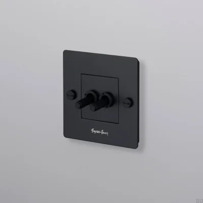 Dubbelströmbrytare med Cross 1G-logotyp, stål, svart, europeisk standard