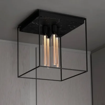 Caged Cross 4.0 taklampa i stål i svart marmor