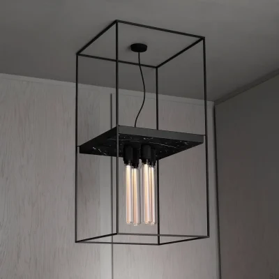Caged Cross 4.0 taklampa i stål i svart marmor