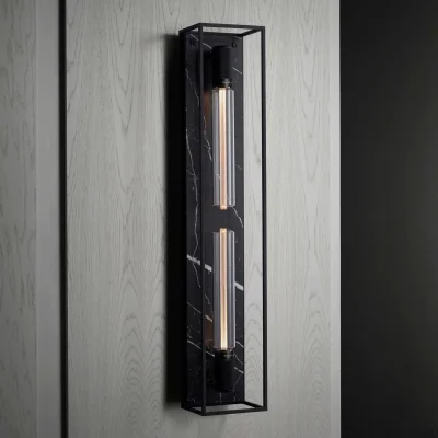 Caged Cross XL Vägglampa Stål Svart Marmor