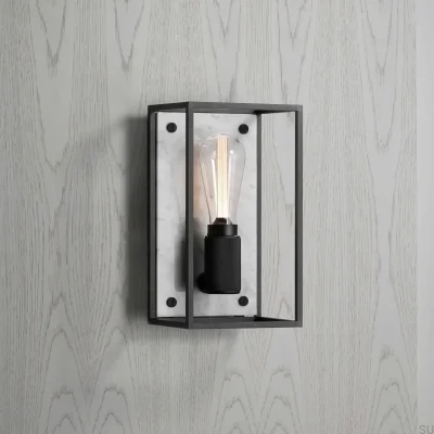 Caged Cross M Vägglampa Stål Vit Marmor
