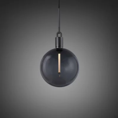 Stor rökfärgad globformad lampskärm i blåst glas