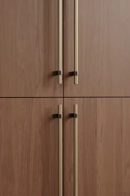 Bond 2x544 Aluminium Borstad Guld med Antikbrons Avlångt Möbelhandtag