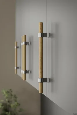 Bond Wood 160 Trä Ek Silver Avlångt Möbelhandtag
